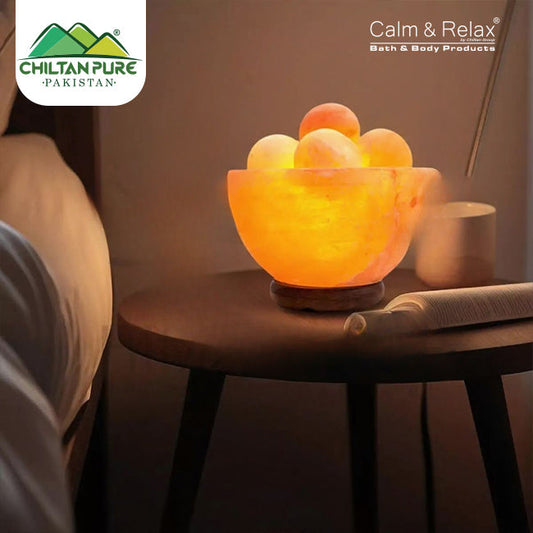 Attractive Fire Bowl Pink Salt Lamp / with Salt Balls