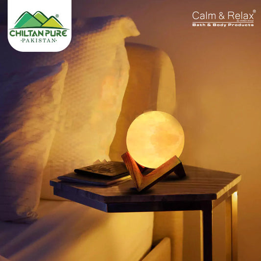 Full Moon Natural Rock Pink Salt Lamp
