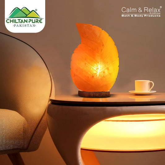 Leaf Shape Pink Salt Lamp