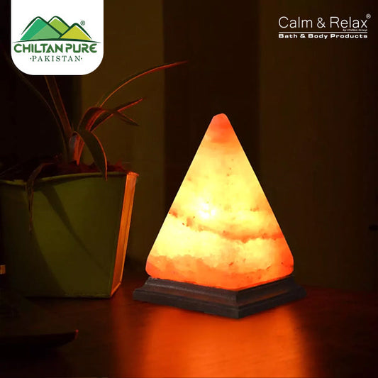 Hand Carved Pyramid Shape Pink Salt Lamp