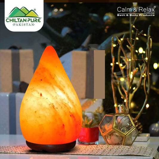 Hand Carved Raindrop Shape Pink Salt Lamp