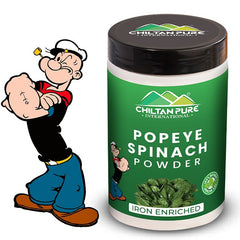 Popeye Spinach Powder - 100% Organic Farm Fresh Spinach Leaves, Best For Immune System, Body Detox, Skin Health, Eye Health & Heart Health