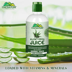 ChiltanPure aloe vera juice non-flavored bottle aur glass