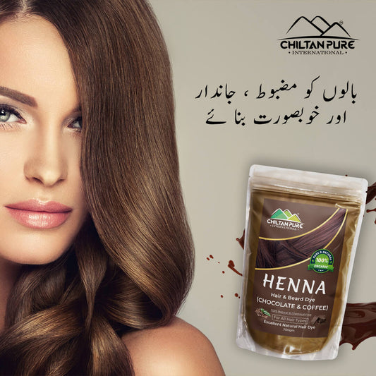 Henna Hair and Beard Dye (Chocolate & Coffee) – Prevents Premature Hair Greying, Improves Scalp Health, Balances pH & Oil Production 200gm - Mamasjan