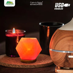 Diamond Shape USB Salt Lamp with Multicolored LED Bulb