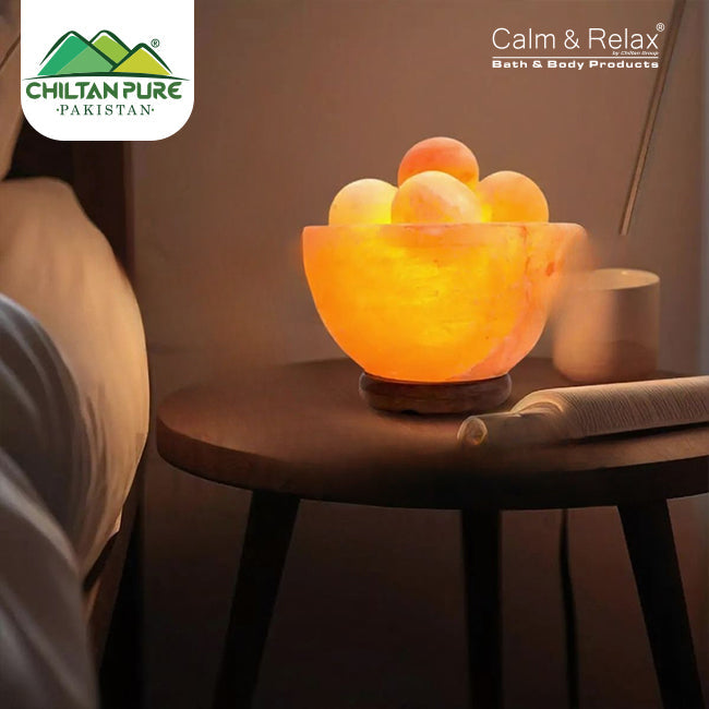 Attractive Fire Bowl Pink Salt Lamp / with Salt Balls