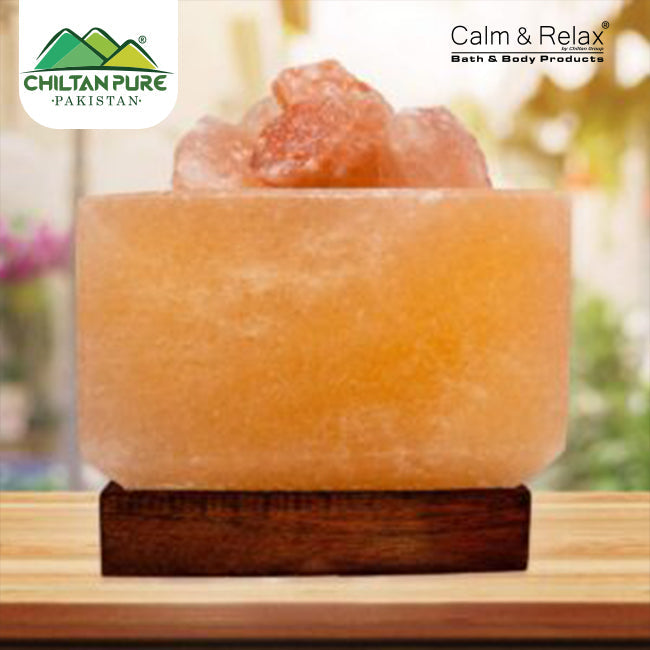 Fire Cube Shape Bowl Salt Lamp / with Rock Salt Chunks