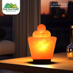 Trapezoid Shape Fire Bowl Salt Lamp / with Salt Balls