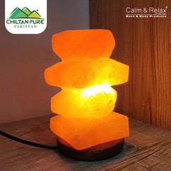 Pebble Tower Pink Salt Lamp