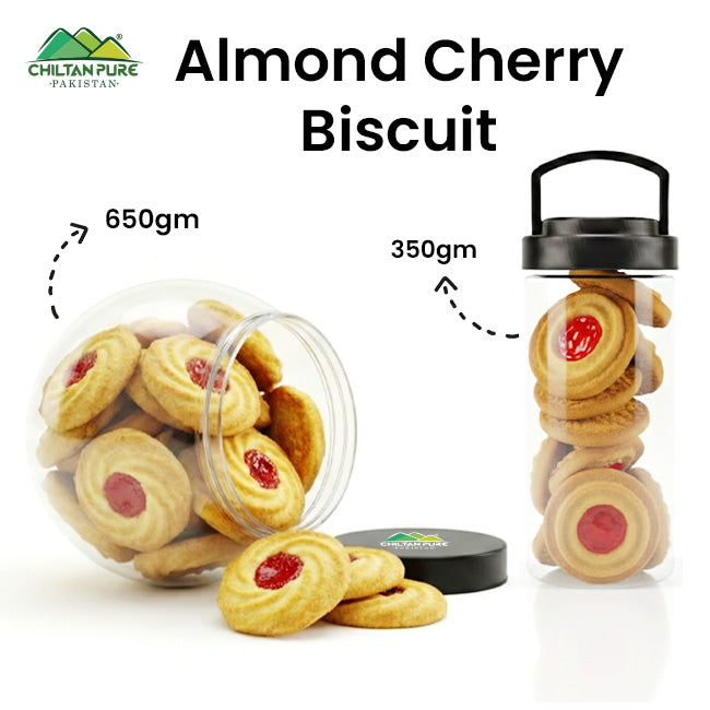 Almond Cherry Biscuit Cookies / Made With Organic Desi Butter, Bakery Biscuit