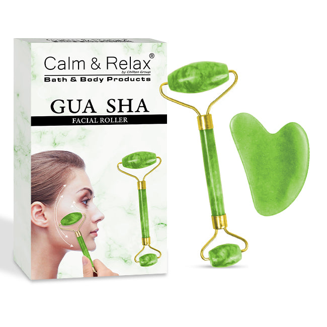 Jade Roller & Gua Sha for Facial - Reduce Puffiness & Wrinkles, Improve Skin's Elasticity, and Eliminate Toxins!