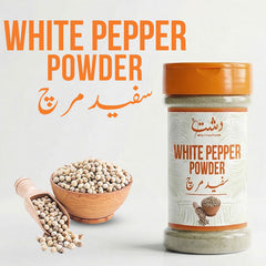 White Pepper Powder - Mild Heat , Bold Taste in Every Bite (Plastic Packaging)
