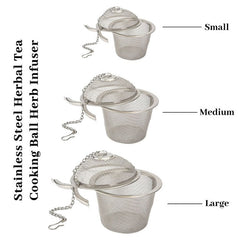 Stainless Steel Herbal Tea / Green Tea Infuser Cooking Ball Herb Infuser with Chain Big Diameter 4-6 cm