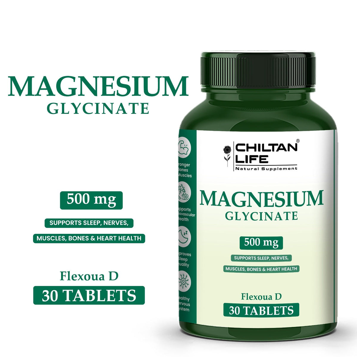 Magnesium Glycinate - 30 Tablets - (500mg)