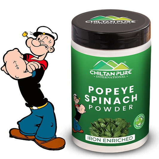 Popeye Spinach Powder - 100% Organic Farm Fresh Spinach Leaves, Best For Immune System, Body Detox, Skin Health, Eye Health &amp; Heart Health