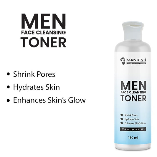 Men Face Cleansing Toner – Hydrates Skin, Shrink Pores, Soothes Irritation, Makes Skin Glowy & Improves Skin’s Elasticity 150ml