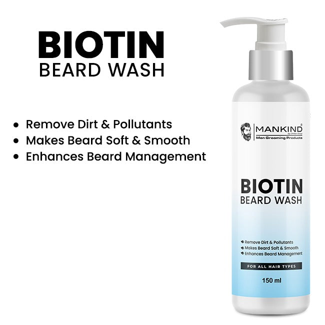 Biotin Beard Wash – Remove Dirt, Oil & Pollutants, Makes Beard Soft & Smooth, Fights Frizz, Flakes & Itchiness 150ml,, Doctor's 👨‍⚕️ Recommended