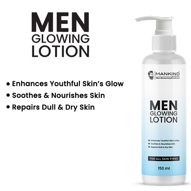 Men Glowing Lotion – Soothes & Nourishes Skin, Boosts Skin Elasticity, Enhances Youthful Skin’s Glow, Repairs Dull & Dry Skin 150ml