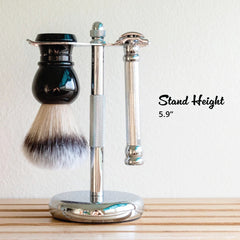 Safety Razor and Brush Stand - Polished Chrome