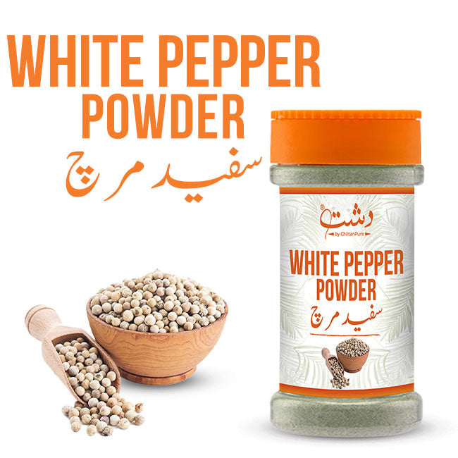 White Pepper Powder - Mild Heat , Bold Taste in Every Bite (Plastic Packaging)