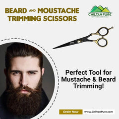 Beard & Moustache Trimming Scissors – For Grooming, Cutting & Styling of Moustache & Beard - ChiltanPure