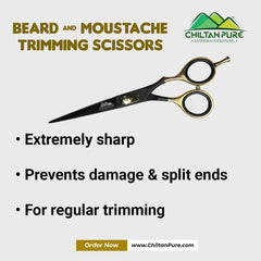 Beard & Moustache Trimming Scissors – For Grooming, Cutting & Styling of Moustache & Beard - ChiltanPure