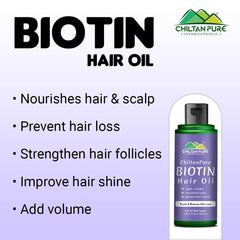 Biotin Hair Oil – Boosts Hair Growth, Deep Hair Treatment, Anti-Dandruff, Makes Hair Smooth & Shiny 120ml - ChiltanPure