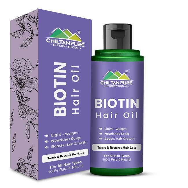 Biotin Hair Oil – Boosts Hair Growth, Deep Hair Treatment, Anti - Dandruff, Makes Hair Smooth & Shiny,, Doctor's 👨‍⚕️ Recommended - ChiltanPure