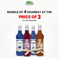Bundle Of 4 Sharbat At The Price Of 3 / Blue Raspberry Syrup / Falsa Sharbat / Blue Lagoon Syrup / imli Aloo Bhukhara Sharbat - ChiltanPure