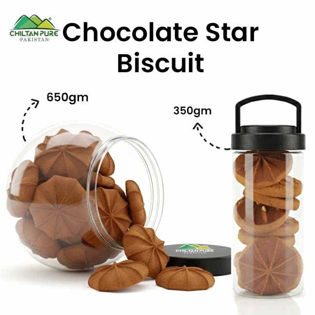 Chocolate Star Biscuit Cookies / Made With Organic Desi Butter, Bakery Biscuit - ChiltanPure
