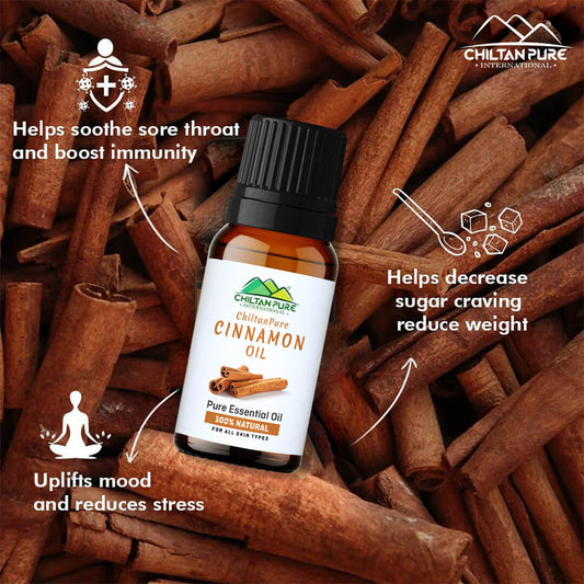 Cinnamon Essential Oil – Acts as Breathe Freshener, Immunity Booster, Reduces Sugar Cravings & Eases Chest Congestion 20ml - ChiltanPure