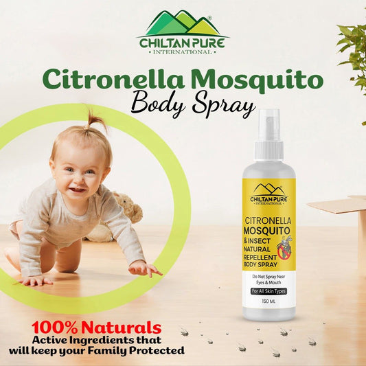 Citronella Mosquito Natural Repellent Body Spray – Works against mosquito, Eliminate infections, Contain Anti-inflammatory properties – 100% natural 150ml - ChiltanPure