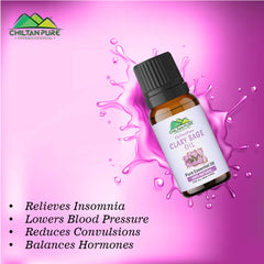 Clary Sage Essential Oil – Relieves Insomnia, Lowers Blood Pressure, Reduces Convulsions & Balances Hormones 20ml - ChiltanPure