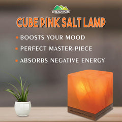 Cube Pink Salt Lamp [Large] – a necessity for the rest, Calming amber, boosts mood, creates relaxing environment -100% natural salt - ChiltanPure