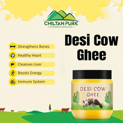 Desi Cow Ghee – Make your food delicious, boosts kids mental growth, helps in bone development, good for eye sight – rich source of vitamins, antioxidants & improve digestion – 100% pure organic - ChiltanPure