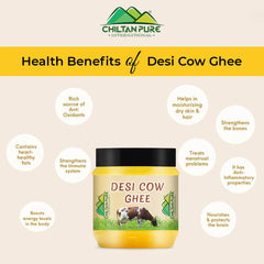 Desi Cow Ghee – Make your food delicious, boosts kids mental growth, helps in bone development, good for eye sight – rich source of vitamins, antioxidants & improve digestion – 100% pure organic - ChiltanPure