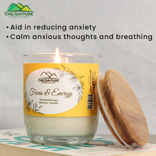 Focus & Energy Aromatherapy Candle – Warm up the Soul Inside!! 500g - ChiltanPure