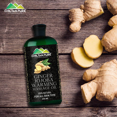 Ginger Jojoba Warming Massage Oil – Best for Maintaining Flexible Joints, Relieving Fatigue & Pain in Body [ادرک-عناب] 250ml - ChiltanPure