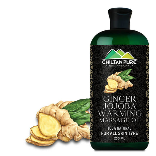 Ginger Jojoba Warming Massage Oil – Best for Maintaining Flexible Joints, Relieving Fatigue & Pain in Body [ادرک-عناب] 250ml - ChiltanPure