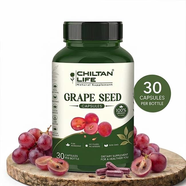 Grape Seed Capsule 100% Natural Grape Seed Tablets 30 Per Bottle 500mg - ChiltanPure