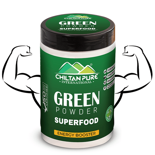 Green Powder – Contains vitamin C & K, Boosts your metabolism, Improves energy levels & heart health – 100% pure organic 140g - ChiltanPure