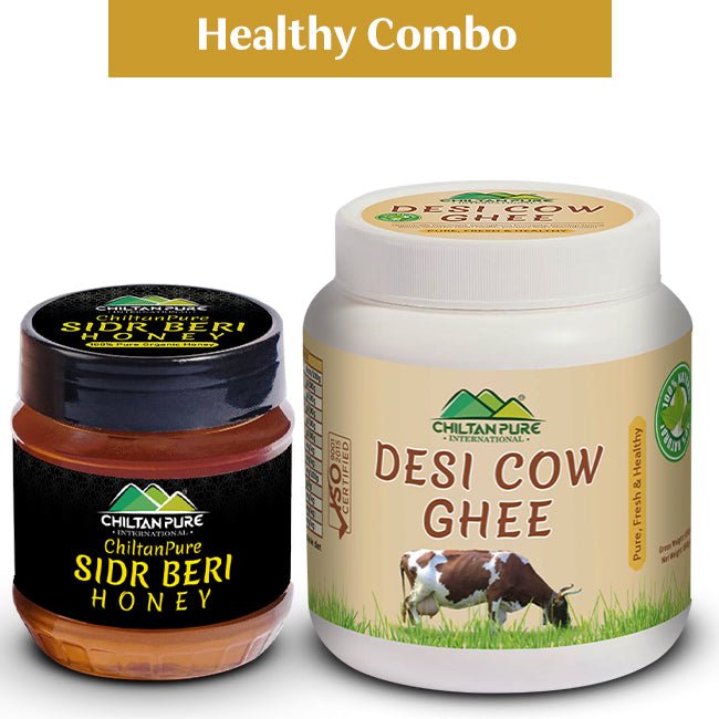 Healthy Combo of Pure Honey & Desi Cow Ghee – Strengthen Bones, Improve Cholesterol Levels, Good for Heart & Boosts Digestion - ChiltanPure