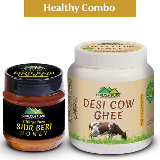 Healthy Combo of Pure Honey & Desi Cow Ghee – Strengthen Bones, Improve Cholesterol Levels, Good for Heart & Boosts Digestion - ChiltanPure