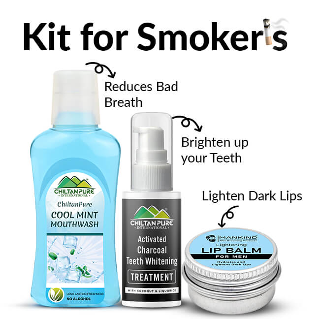 Kit For Smokers - Mint Mouthwash, Charcoal Whitening, Lip Balm Trio Complete Kit For Smokers - ChiltanPure