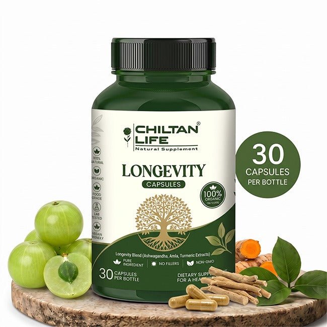 Longevity Capsule 100% Natural Longevity Tablets 30 Per Bottle 500mg - ChiltanPure
