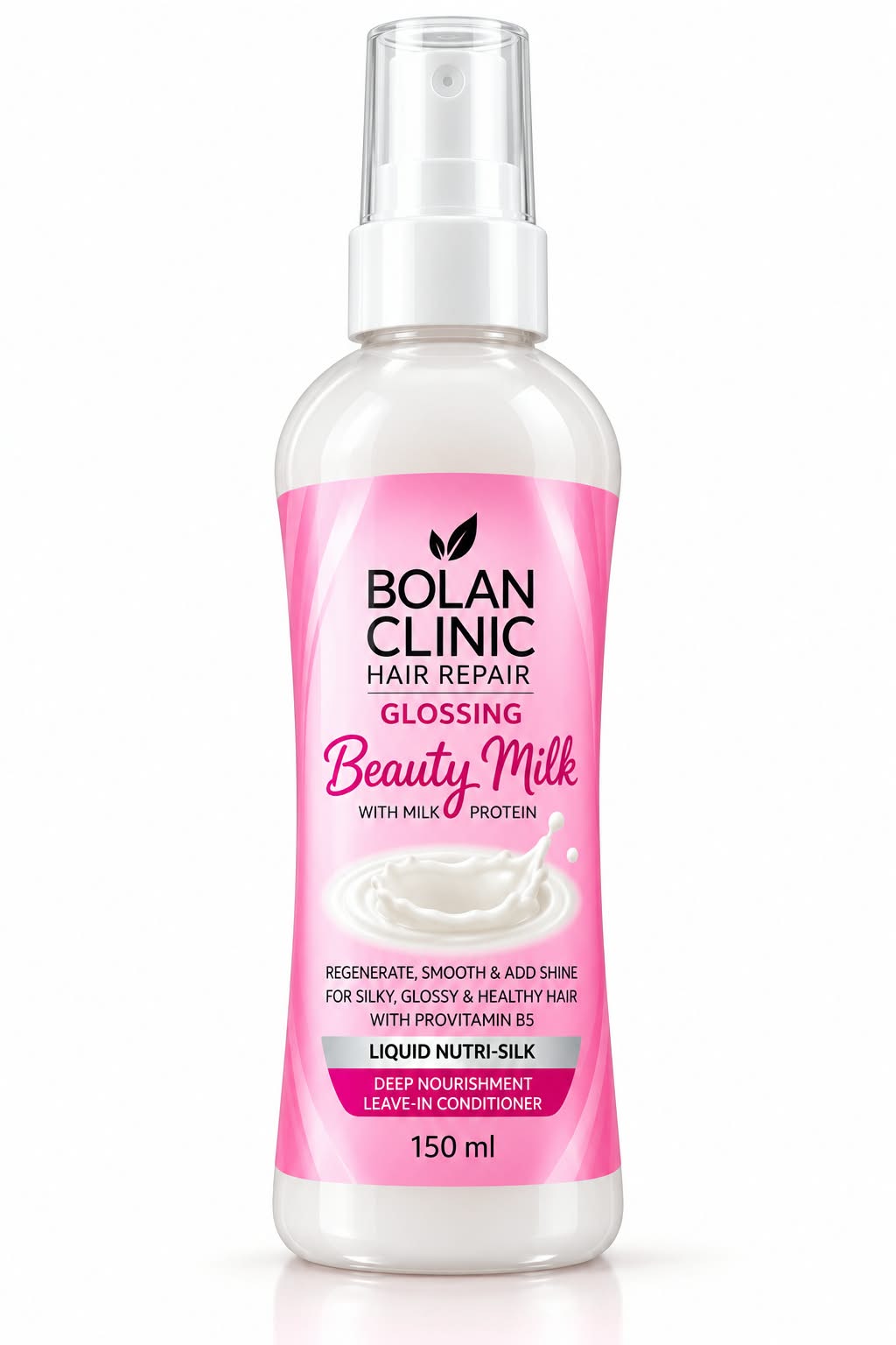 Bolan Clinic Hair Repair Glossing Beauty Milk with Milk Protein and Pro-Vitamin B5, 150 ml leave-in conditioner