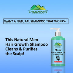 Men Hair Growth Shampoo – Boosts Hair Growth, Restores Hair Manageability, Prevents Hair Loss, Fix Oily & Greasy Hair 250ml - ChiltanPure