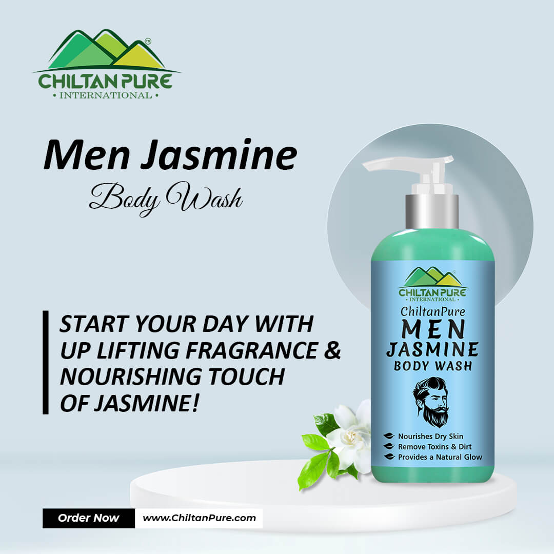 Men Jasmine Body Wash – Nourishes Dry Skin, Remove Dirt & Toxins, Enhances Body’s Natural Glow & Provides a Deep, Effective Clean 250ml - ChiltanPure