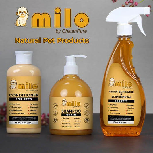 Milo Pet Care Kit – Pet Conditioner, Pet Shampoo, Pet Odour Eliminator & Stain Removal - ChiltanPure