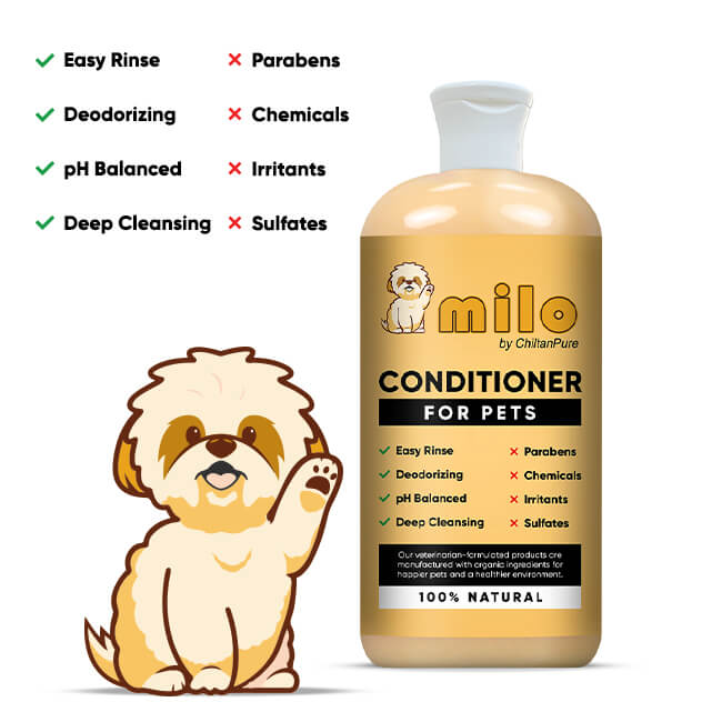 Milo Pet Conditioner – Nourishes Hair, Control Hair Fall, Prevent Itchiness, Gives Shiny Hair & Long – lasting Freshness 250ml - ChiltanPure